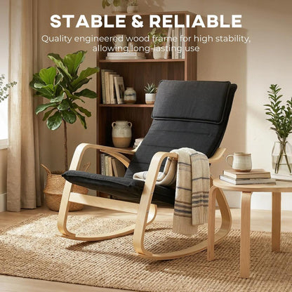 HOMCOM Lounge Chair, Comfortable Relax Rocking Chair with Headrest, 67W x 92D x 89H cm, Black Additional View 6