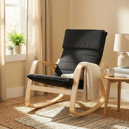 HOMCOM Lounge Chair, Comfortable Relax Rocking Chair with Headrest, 67W x 92D x 89H cm, Black Additional View 9