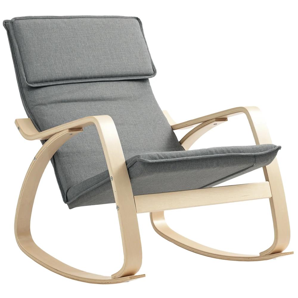 HOMCOM Comfortable Relax Rocking Chair, Upholstered Lounge Chair Recliner with High Back and Headrest for Living Room, Bedroom Additional View 12