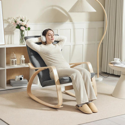 HOMCOM Comfortable Relax Rocking Chair, Upholstered Lounge Chair Recliner with High Back and Headrest for Living Room, Bedroom Additional View 13