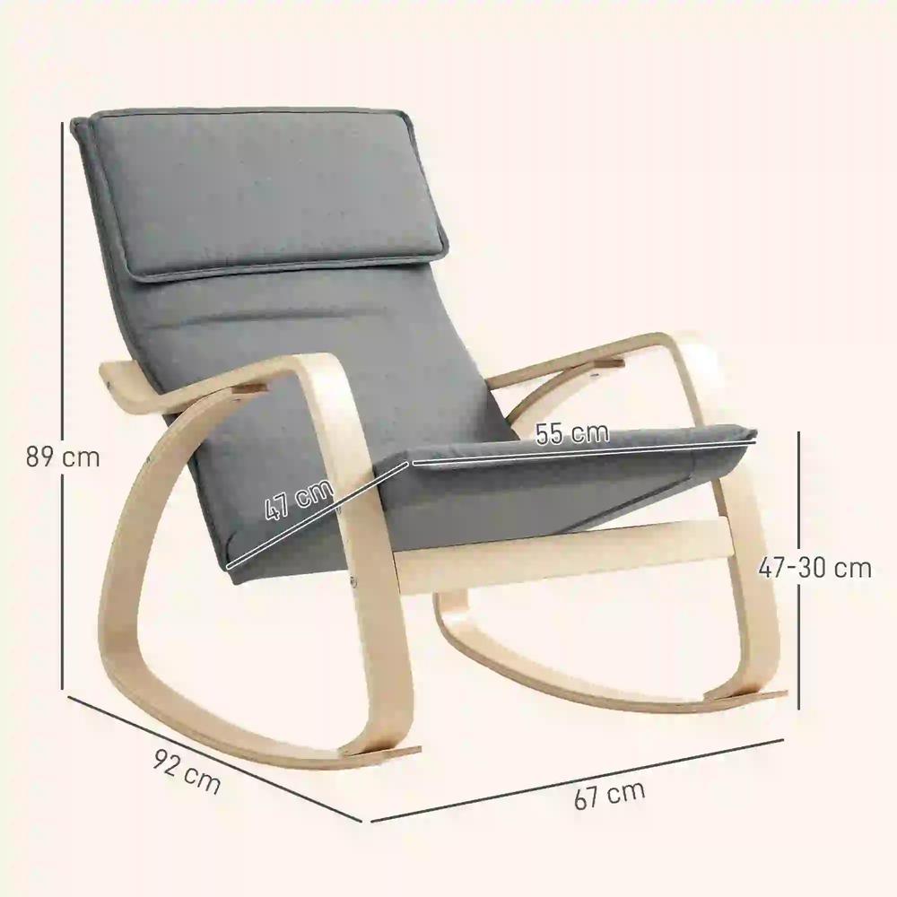 HOMCOM Comfortable Relax Rocking Chair, Upholstered Lounge Chair Recliner with High Back and Headrest for Living Room, Bedroom Additional View 14