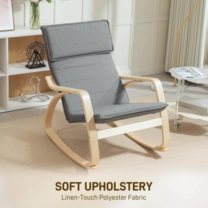 HOMCOM Comfortable Relax Rocking Chair, Upholstered Lounge Chair Recliner with High Back and Headrest for Living Room, Bedroom Additional View 16