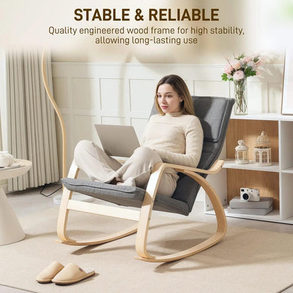 HOMCOM Comfortable Relax Rocking Chair, Upholstered Lounge Chair Recliner with High Back and Headrest for Living Room, Bedroom Additional View 17