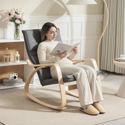 HOMCOM Comfortable Relax Rocking Chair, Upholstered Lounge Chair Recliner with High Back and Headrest for Living Room, Bedroom Additional View 18