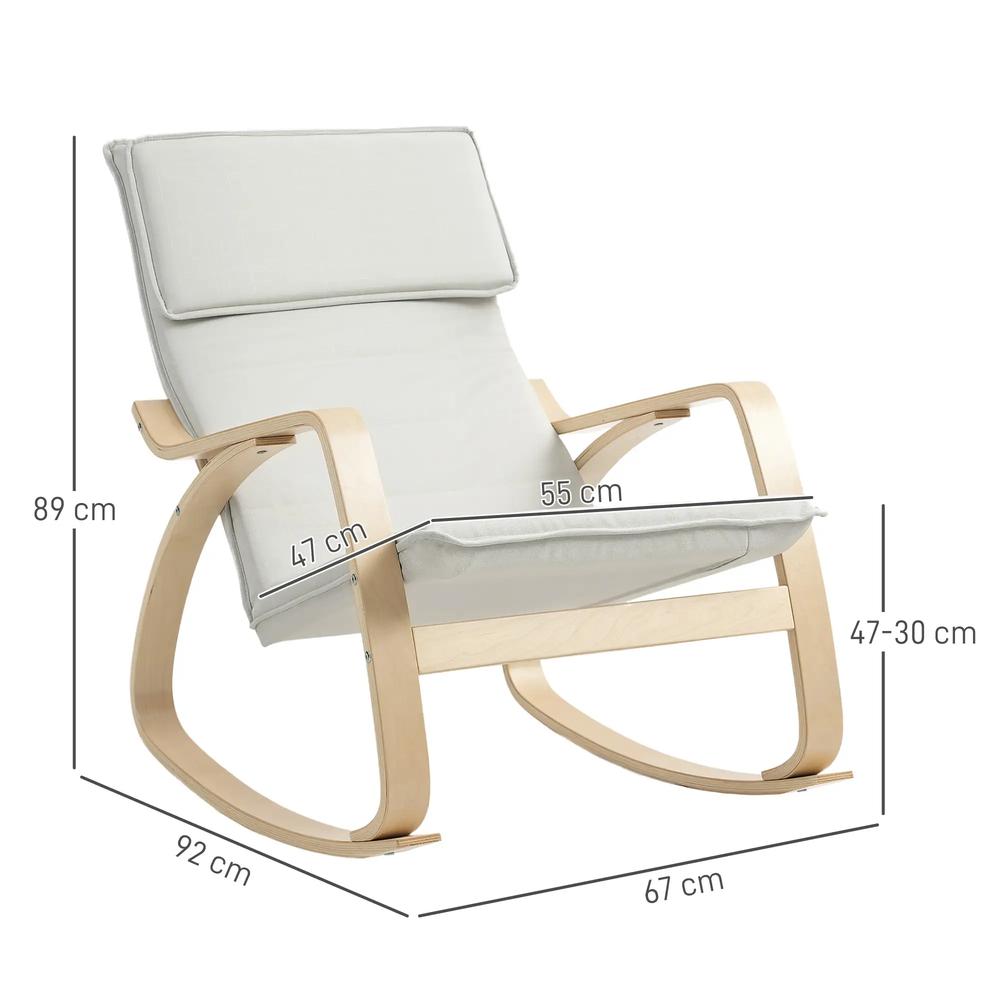 HOMCOM Comfortable Relax Rocking Chair, Upholstered Lounge Chair Recliner with High Back and Headrest for Living Room, Bedroom Additional View 3