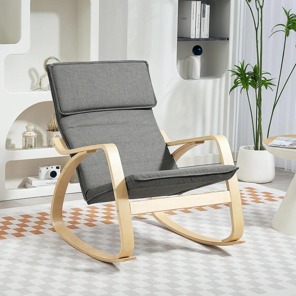 HOMCOM Comfortable Relax Rocking Chair, Upholstered Lounge Chair Recliner with High Back and Headrest for Living Room, Bedroom Additional View 21