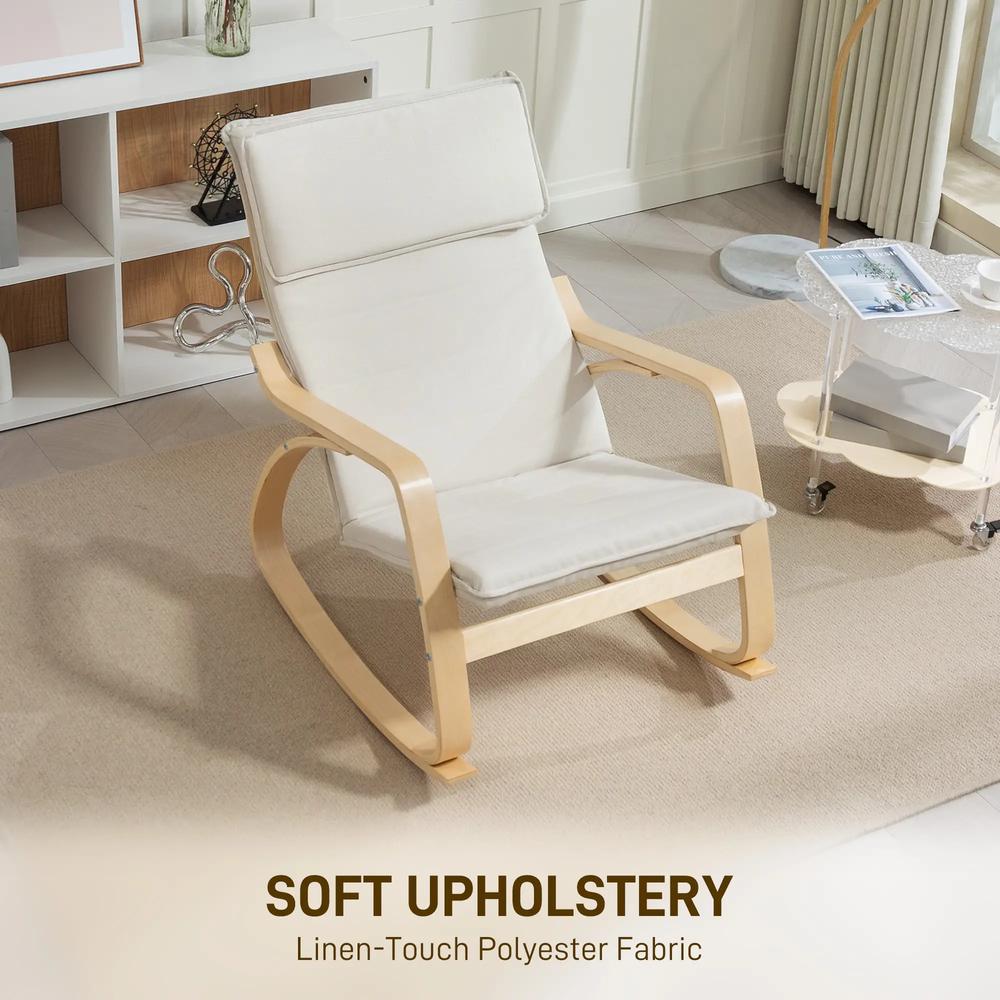 HOMCOM Comfortable Relax Rocking Chair, Upholstered Lounge Chair Recliner with High Back and Headrest for Living Room, Bedroom Additional View 5