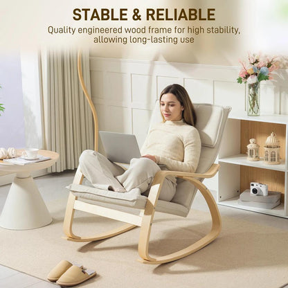 HOMCOM Comfortable Relax Rocking Chair, Upholstered Lounge Chair Recliner with High Back and Headrest for Living Room, Bedroom Additional View 6
