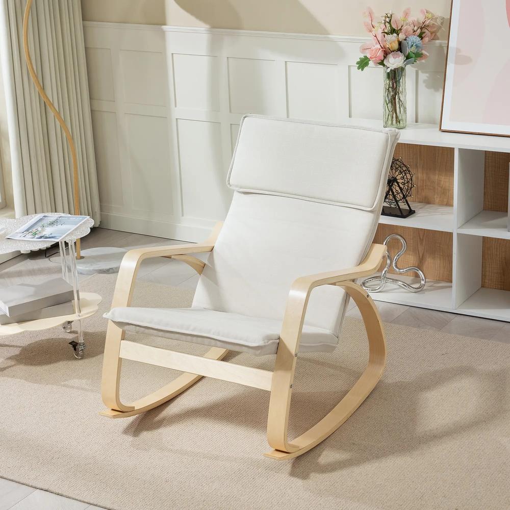 HOMCOM Comfortable Relax Rocking Chair, Upholstered Lounge Chair Recliner with High Back and Headrest for Living Room, Bedroom Additional View 8
