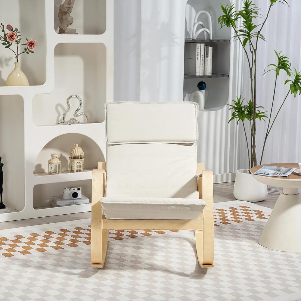 HOMCOM Comfortable Relax Rocking Chair, Upholstered Lounge Chair Recliner with High Back and Headrest for Living Room, Bedroom Additional View 10