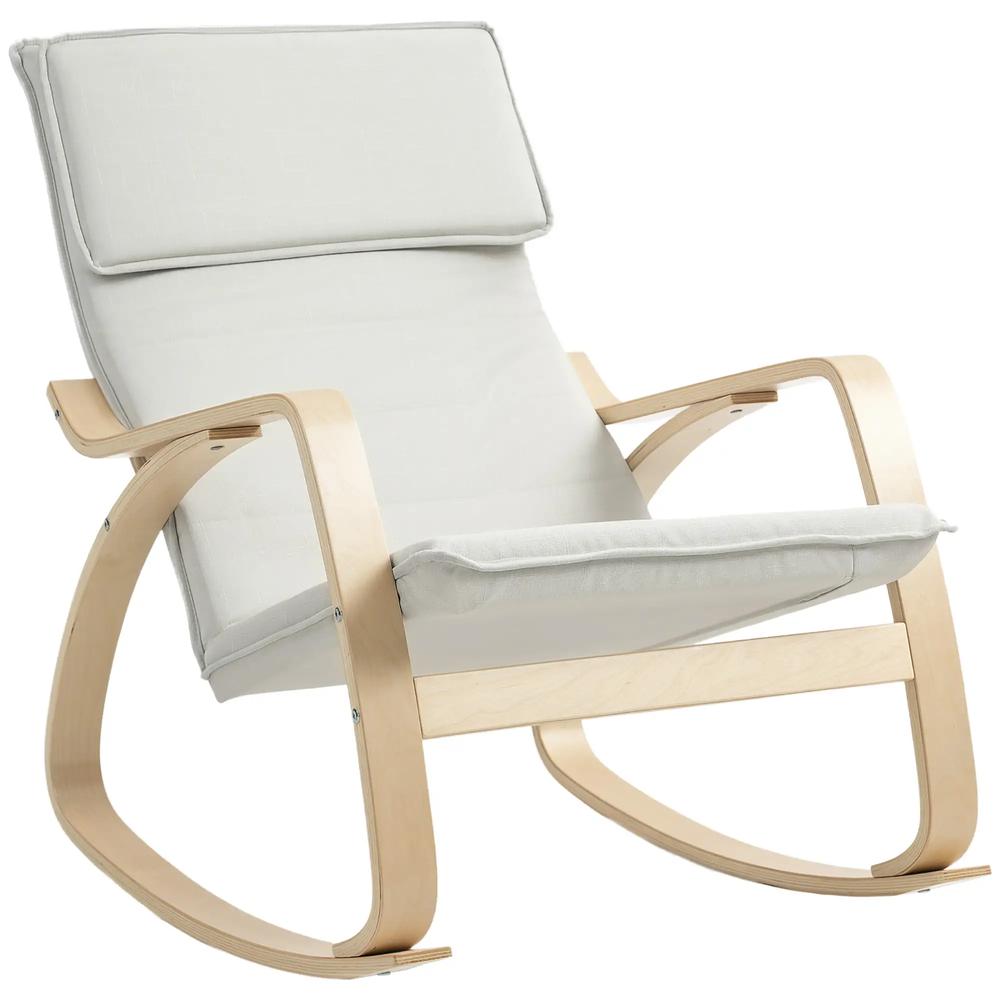 HOMCOM Comfortable Relax Rocking Chair, Upholstered Lounge Chair Recliner with High Back and Headrest for Living Room, Bedroom