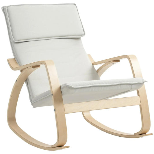 HOMCOM Comfortable Relax Rocking Chair, Upholstered Lounge Chair Recliner with High Back and Headrest for Living Room, Bedroom