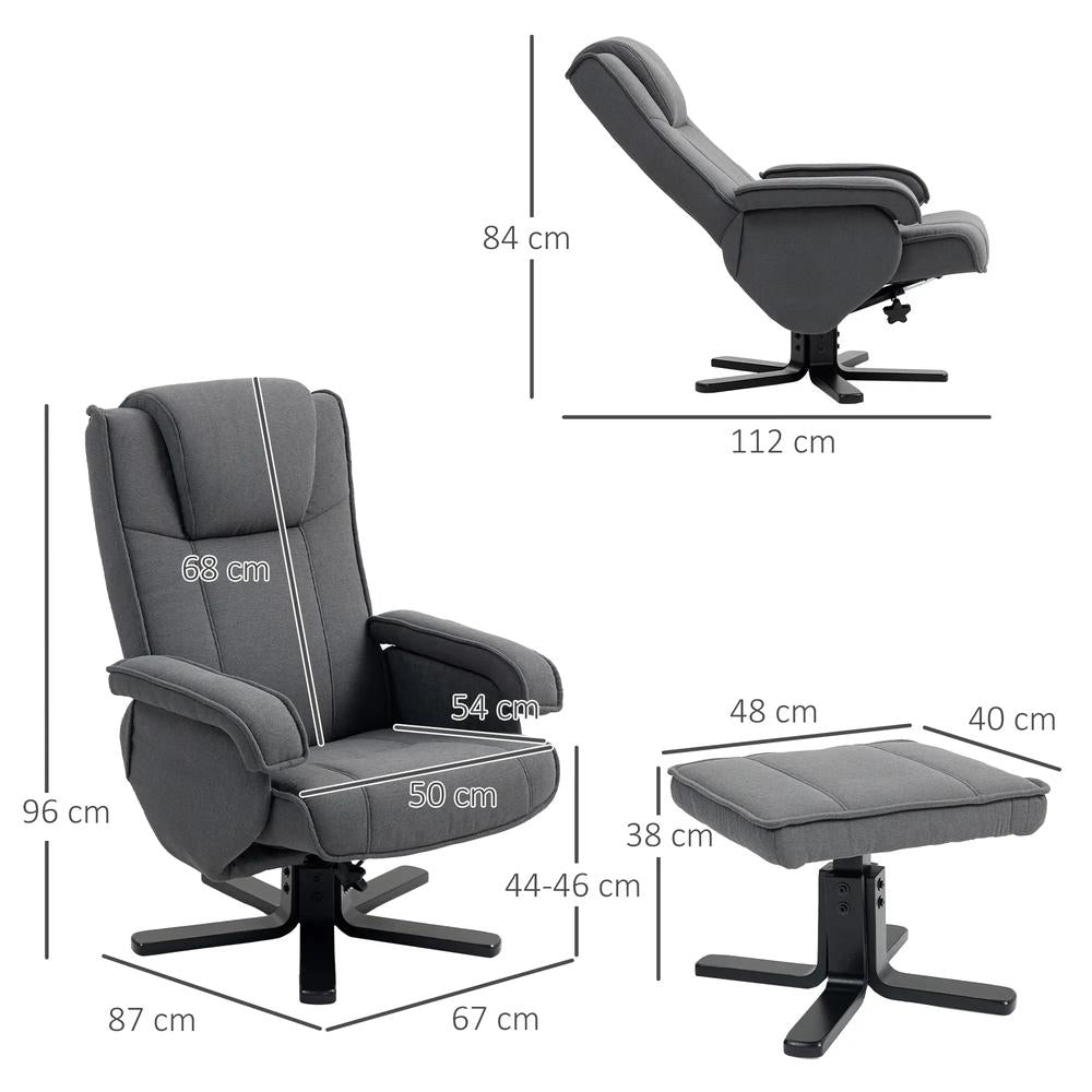 HOMCOM Swivel Recliner Chair with Footstool Additional View 14