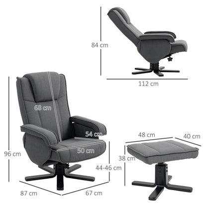 HOMCOM Swivel Recliner Chair with Footstool Additional View 14