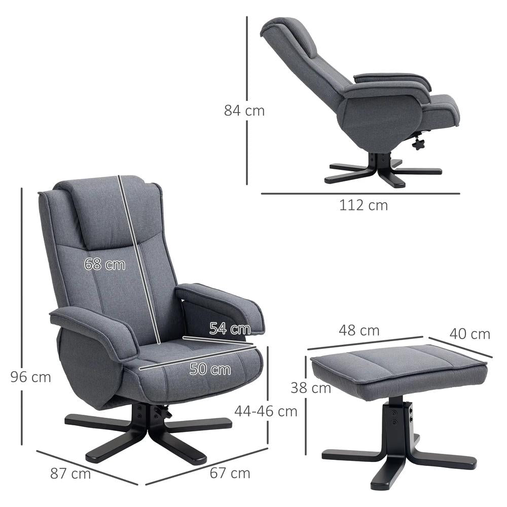 HOMCOM Swivel Recliner Chair with Footstool Additional View 3