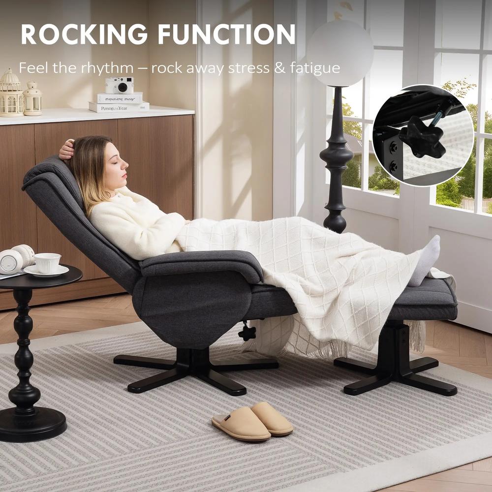 HOMCOM Swivel Recliner Chair with Footstool Additional View 5