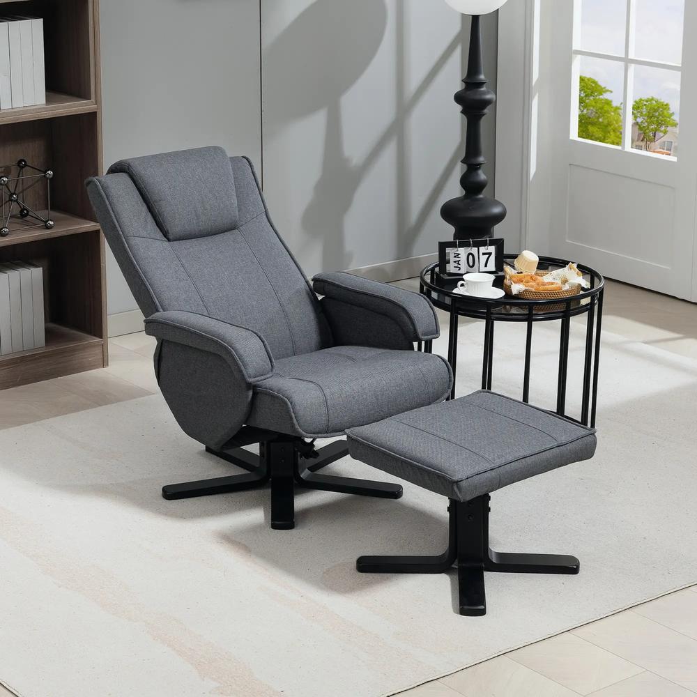 HOMCOM Swivel Recliner Chair with Footstool Additional View 8