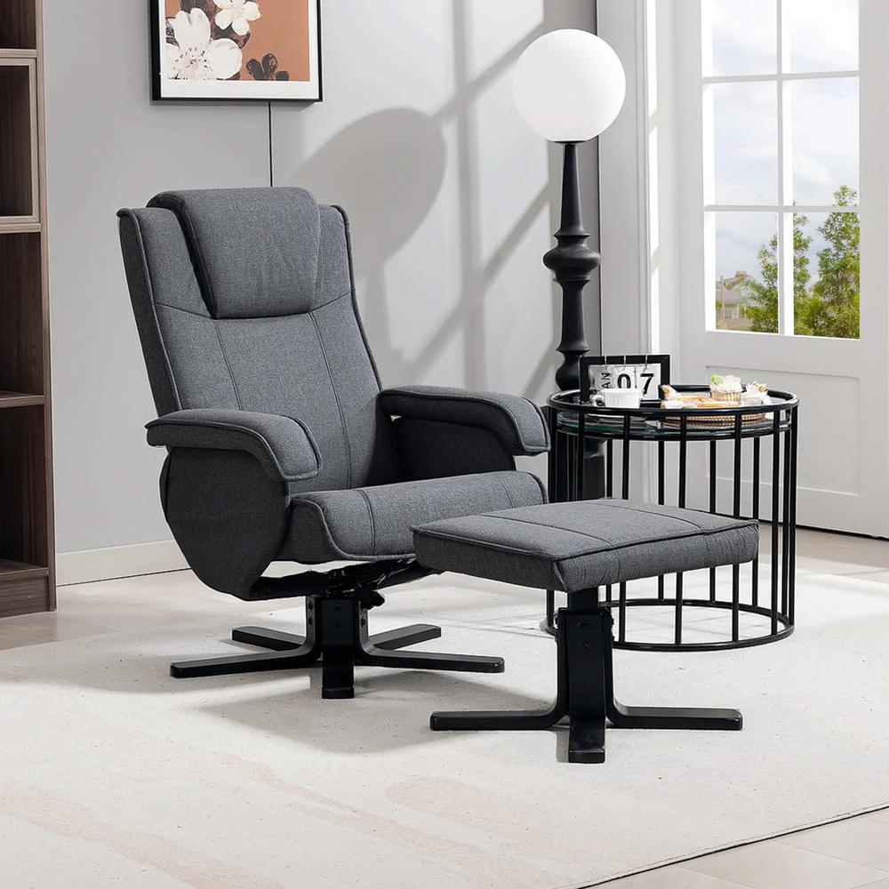 HOMCOM Swivel Recliner Chair with Footstool Additional View 10