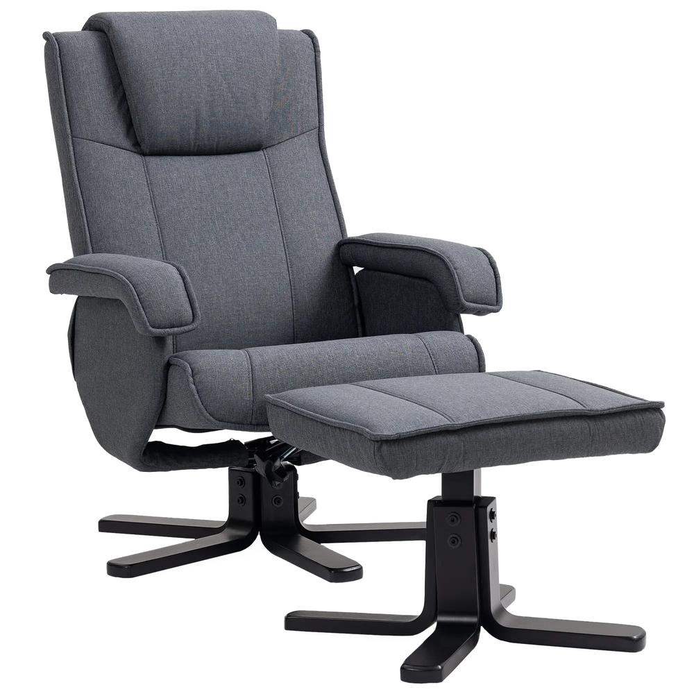 HOMCOM Swivel Recliner Chair with Footstool