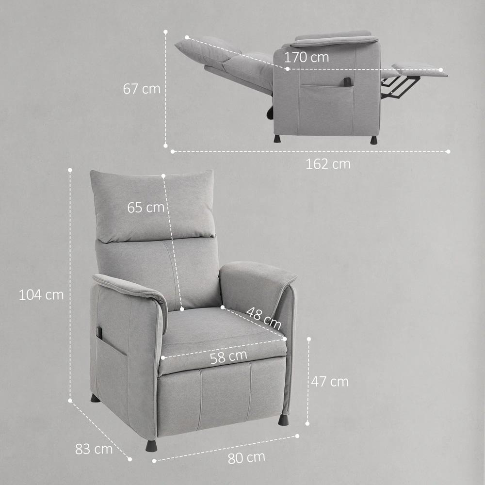 HOMCOM Power Recliner Chair, Reclining Chair with Remote, Pocket Springs, Silent Motor and Side Pockets Additional View 20