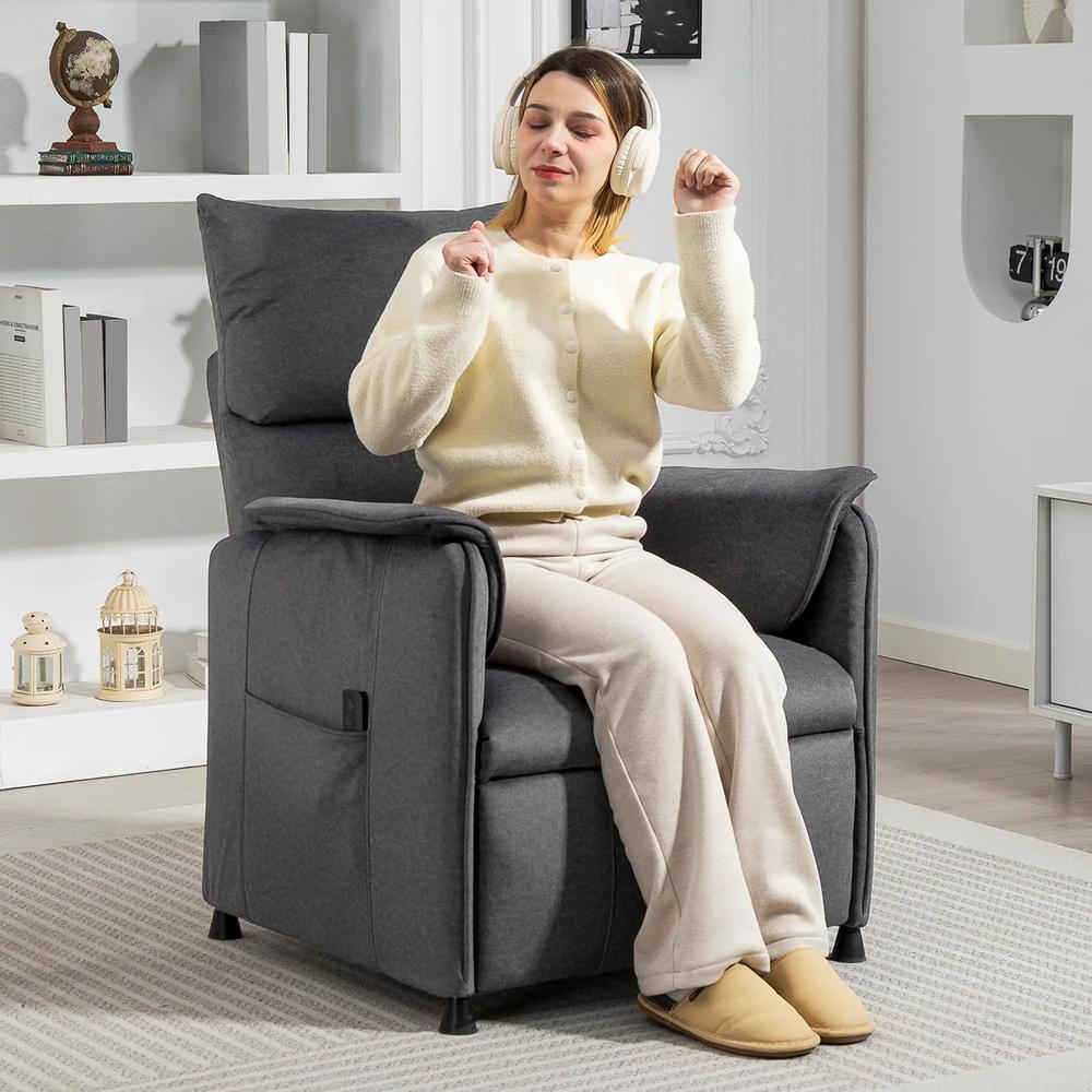 HOMCOM Power Recliner Chair, Reclining Chair with Remote, Pocket Springs, Silent Motor and Side Pockets Additional View 2