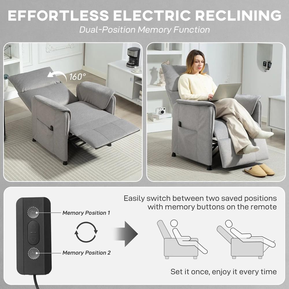 HOMCOM Power Recliner Chair, Reclining Chair with Remote, Pocket Springs, Silent Motor and Side Pockets Additional View 22
