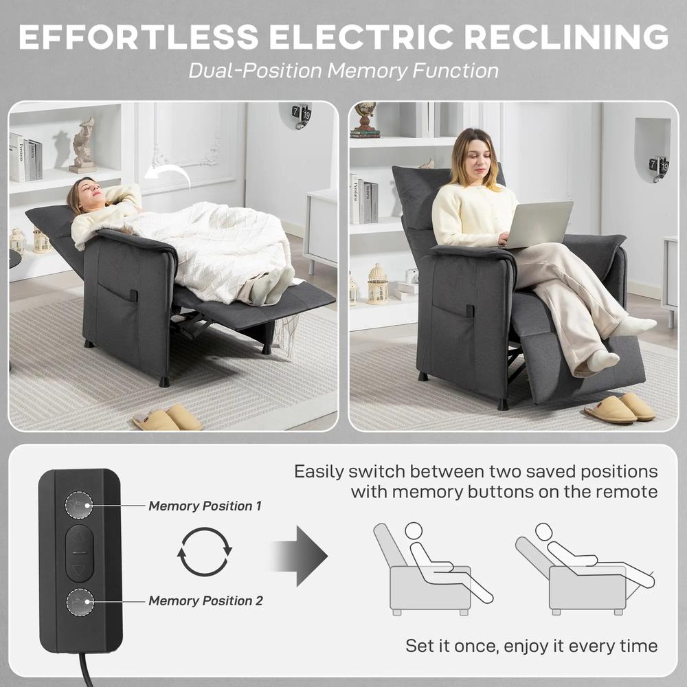 HOMCOM Power Recliner Chair, Reclining Chair with Remote, Pocket Springs, Silent Motor and Side Pockets Additional View 5