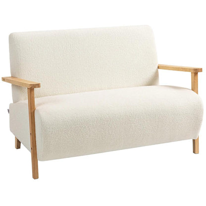 HOMCOM Small Sherpa Fabric 2 Seater Sofa Settee - Cream White Additional View 11