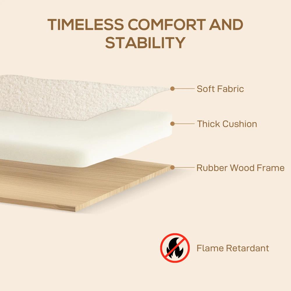 HOMCOM Small Sherpa Fabric 2 Seater Sofa Settee - Cream White Additional View 6