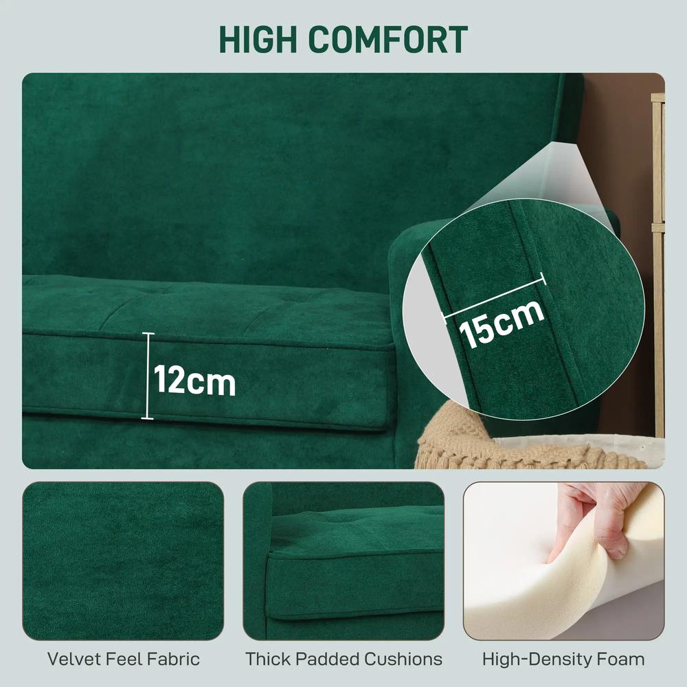 HOMCOM Two-Seater Velvet-Feel Sofa Additional View 15