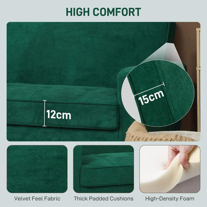 HOMCOM Two-Seater Velvet-Feel Sofa Additional View 15