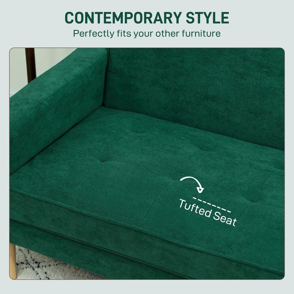 HOMCOM Two-Seater Velvet-Feel Sofa Additional View 16