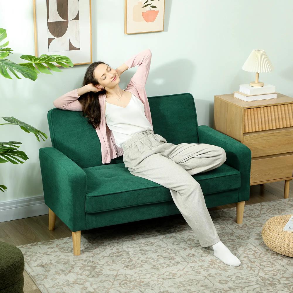 HOMCOM Two-Seater Velvet-Feel Sofa Additional View 18