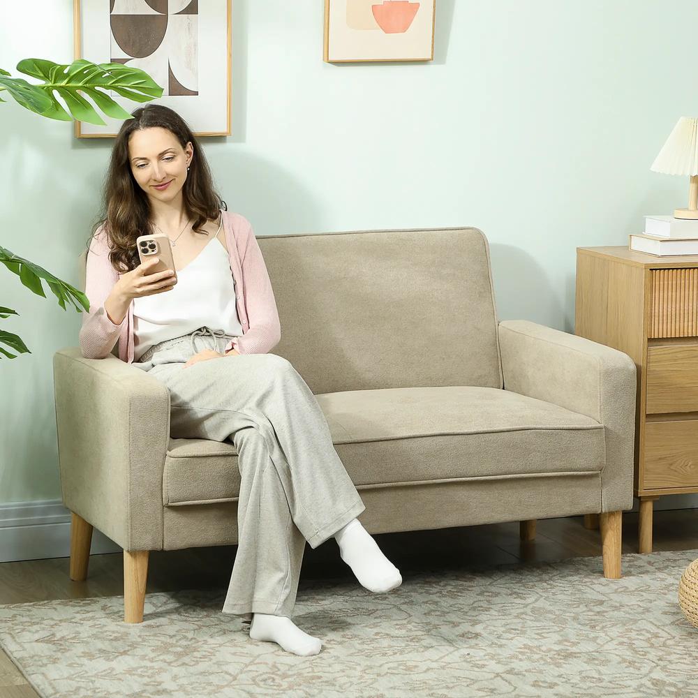 HOMCOM Two-Seater Velvet-Feel Sofa Additional View 2