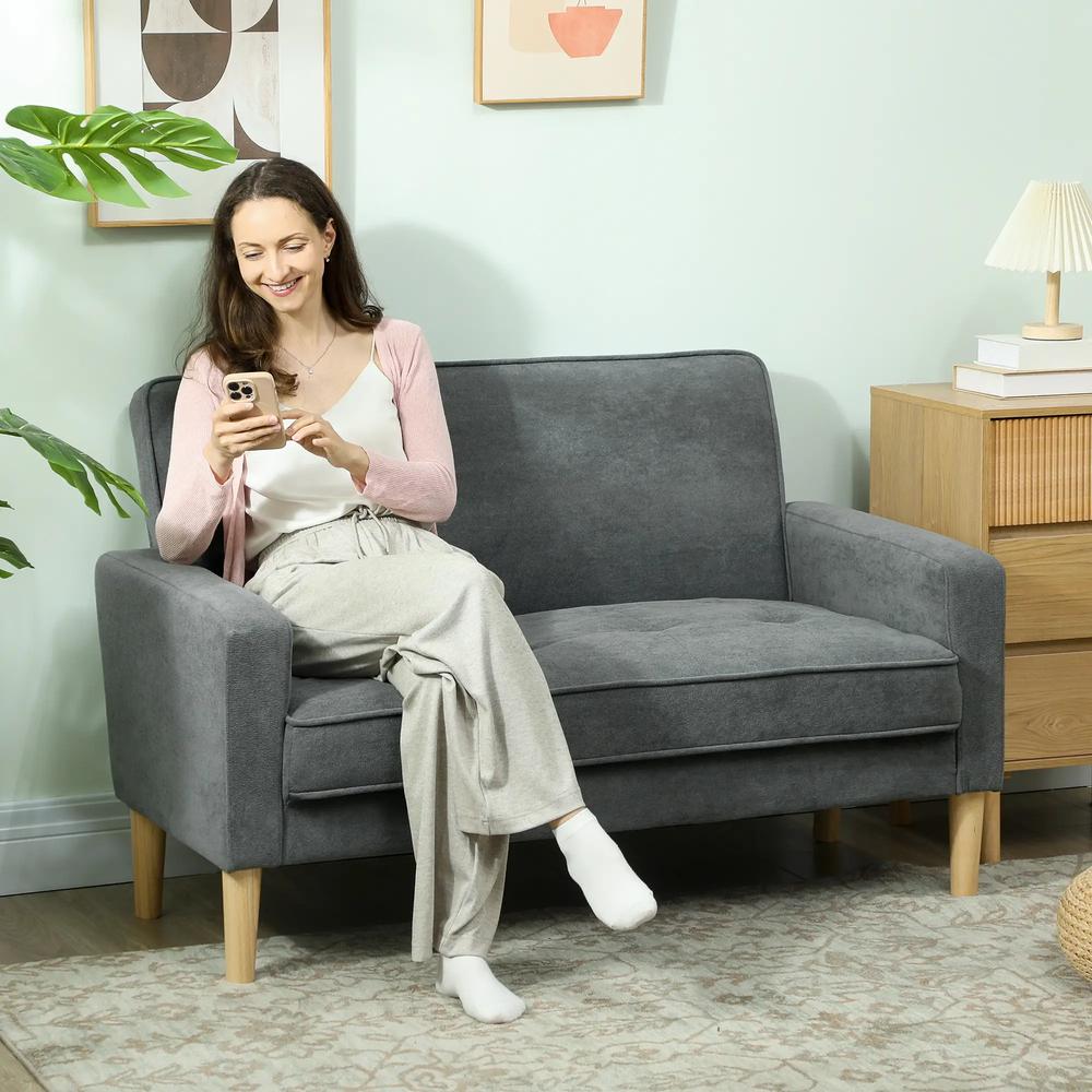 HOMCOM Two-Seater Velvet-Feel Sofa Additional View 24