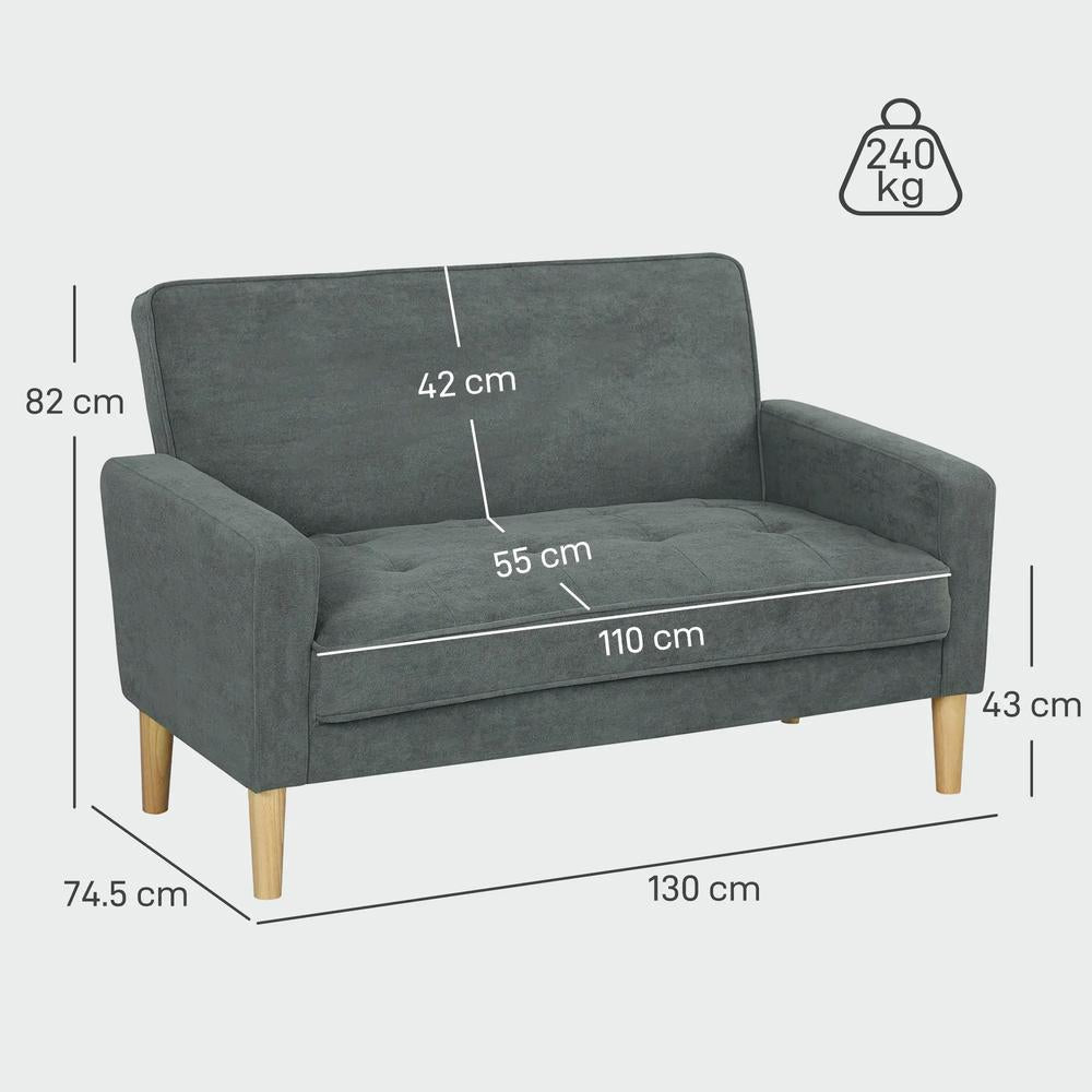 HOMCOM Two-Seater Velvet-Feel Sofa Additional View 25