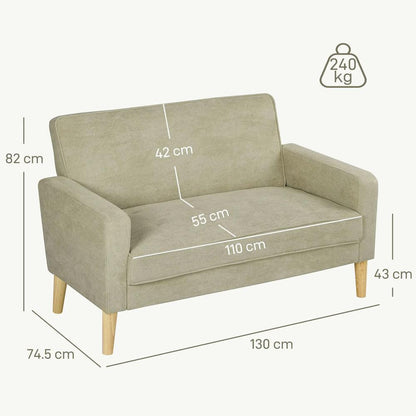 HOMCOM Two-Seater Velvet-Feel Sofa Additional View 3