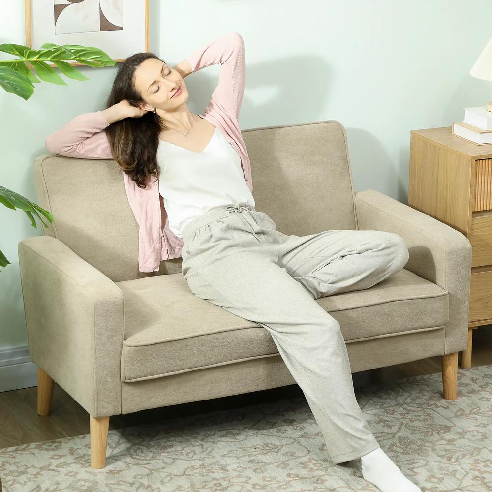 HOMCOM Two-Seater Velvet-Feel Sofa Additional View 7