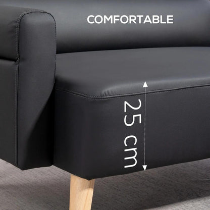 HOMCOM Small Faux Leather 2 Seater Sofa Settee - Black Additional View 4