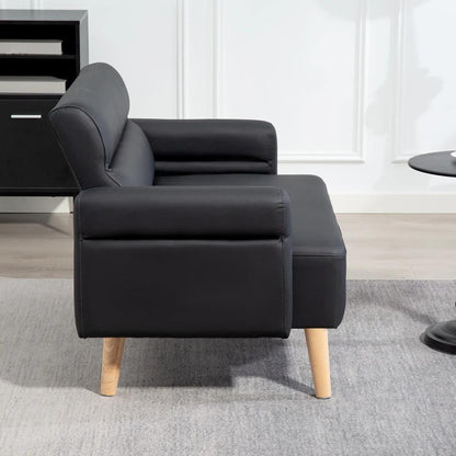 HOMCOM Small Faux Leather 2 Seater Sofa Settee - Black Additional View 8