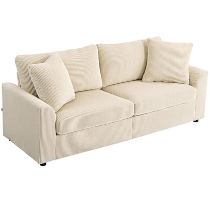 HOMCOM 3 Seater Sofa, 212cm Corduroy Couch with Spring Cushion, Wide and Deep Seat, Plush Backrest, 2 Pillows, Sofa Settee for Living Room, Home Office Additional View 11
