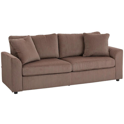 HOMCOM 3 Seater Sofa, 212cm Corduroy Couch with Spring Cushion, Wide and Deep Seat, Plush Backrest, 2 Pillows, Sofa Settee for Living Room, Home Office Additional View 12