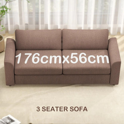 HOMCOM 3 Seater Sofa, 212cm Corduroy Couch with Spring Cushion, Wide and Deep Seat, Plush Backrest, 2 Pillows, Sofa Settee for Living Room, Home Office Additional View 15