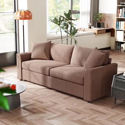 HOMCOM 3 Seater Sofa, 212cm Corduroy Couch with Spring Cushion, Wide and Deep Seat, Plush Backrest, 2 Pillows, Sofa Settee for Living Room, Home Office Additional View 21