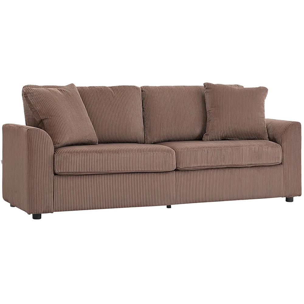 HOMCOM 3 Seater Sofa, 212cm Corduroy Couch with Spring Cushion, Wide and Deep Seat, Plush Backrest, 2 Pillows, Sofa Settee for Living Room, Home Office Additional View 22