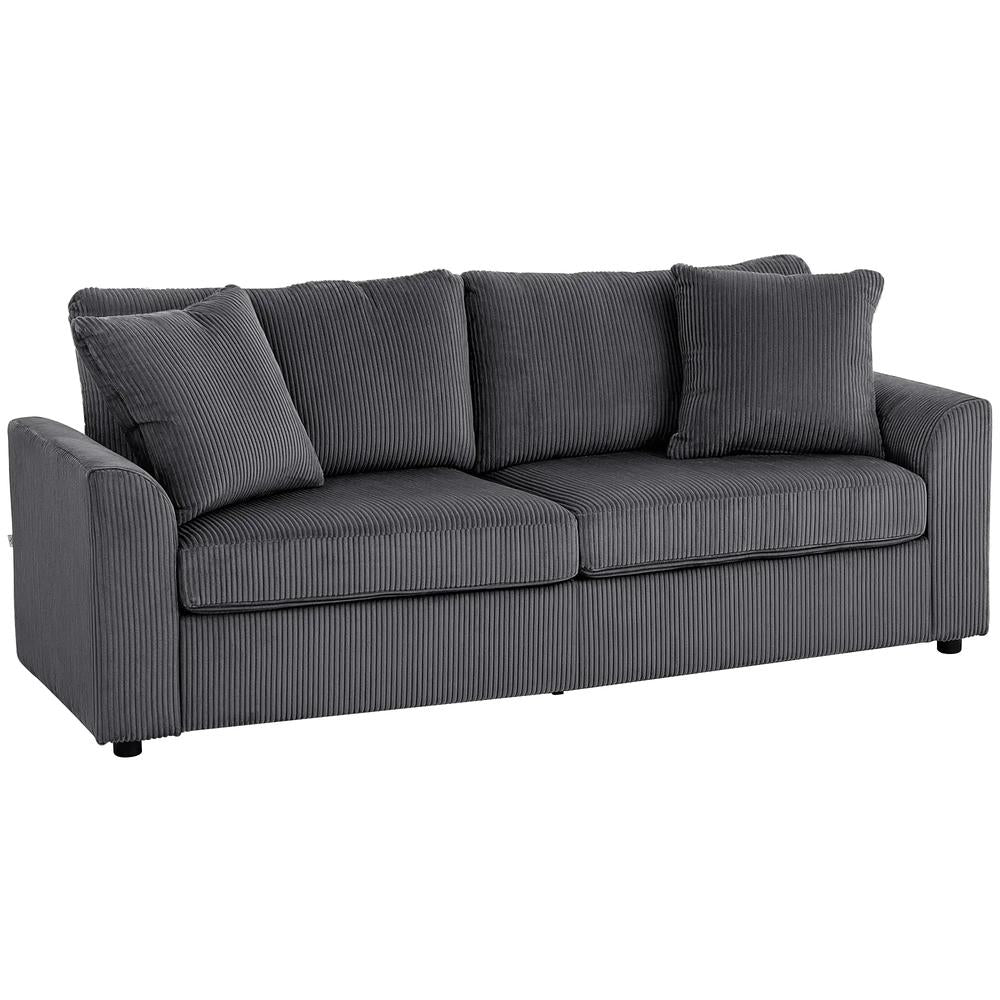 HOMCOM 3 Seater Sofa, 212cm Corduroy Couch with Spring Cushion, Wide and Deep Seat, Plush Backrest, 2 Pillows, Sofa Settee for Living Room, Home Office Additional View 23