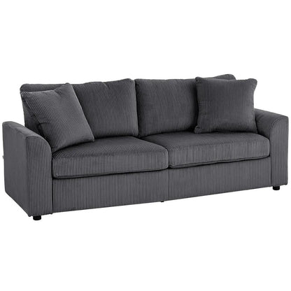 HOMCOM 3 Seater Sofa, 212cm Corduroy Couch with Spring Cushion, Wide and Deep Seat, Plush Backrest, 2 Pillows, Sofa Settee for Living Room, Home Office Additional View 23