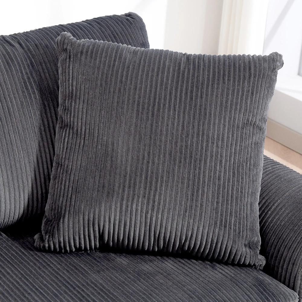 HOMCOM 3 Seater Sofa, 212cm Corduroy Couch with Spring Cushion, Wide and Deep Seat, Plush Backrest, 2 Pillows, Sofa Settee for Living Room, Home Office Additional View 32