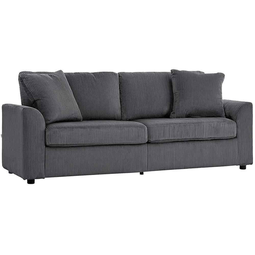 HOMCOM 3 Seater Sofa, 212cm Corduroy Couch with Spring Cushion, Wide and Deep Seat, Plush Backrest, 2 Pillows, Sofa Settee for Living Room, Home Office Additional View 34