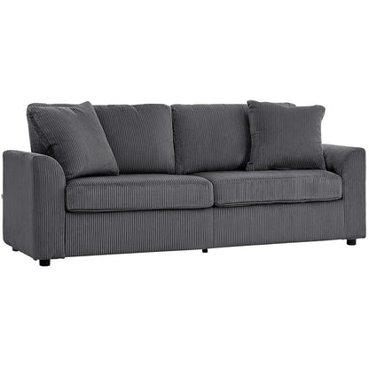 HOMCOM 3 Seater Sofa, 212cm Corduroy Couch with Spring Cushion, Wide and Deep Seat, Plush Backrest, 2 Pillows, Sofa Settee for Living Room, Home Office Additional View 34